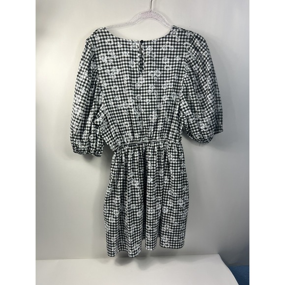 Self Contrast Black And White Floral‎ Checkered Mini Dress Women's Size L NWT - Picture 6 of 9